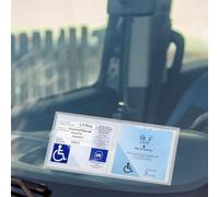 2 Pockets Adhesive Disabled Blue Badge and Timer Holder Clear Disabled Badge Holder PVC Blue Badge Disabled Parking Holder 12 x 4.84 Inch for Cars Vans Windscreen ID Proof (1)