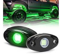 2 Pods LED Rock Lights, POVTOR Green Off Road Rock Lights Waterproof IP68 Underglow Light Kit Compatible with Truck Pickups Cars ATV UTV SUV Motorcycle Boat