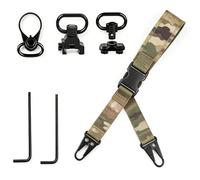 2-Point Sling with QD Swivels - Soft Shoulder Pad with Aluminum Buckle, Quick Pull Handle, Adjustable Length 1.2-1.6M, for Outdoor Use (Woodland)
