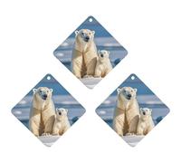 2 Polar Bears Car Air Freshener, 3 Pcs Rhombus Hanging Air Freshener Cards, Long Lasting Fragrance Scented Cards for Car, Home, Office Gray-style