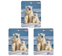 2 Polar Bears Car Air Freshener, 3 Pcs Square Hanging Air Freshener Cards, Long Lasting Fragrance Scented Cards for Car, Home, Office Gray-style