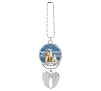 2 Polar Bears Car Hanging Ornament Rear View Mirror Pendant Lucky Presents Hanging Ornament Funny Car Pendant for Office Auto Home Decoration Silver-style