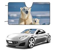 2 Polar Bears Car Windshield Sun Shade Keep Car Interior Cool 51"x28" Folding Front Window Sun Shade, Heat Shield for SUV, Truck, Blocks UV