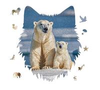 2 Polar Bears Jigsaw Puzzle 175PCS Wolf Head Design Puzzle Wooden Jigsaw Puzzles for Adults Families