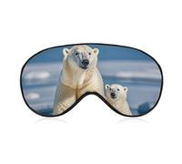 2 Polar Bears Sleep Mask with Adjustable Strap, Breathable Sleep Masks for Women Men, Soft Eye Mask for Side Sleepers, Travel, Office Nap, Airplane & Blocking Light