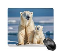 2 Polar Bears Square Mouse Pad Portable Computer Mousepad with Non-Slip Rubber Base 18 * 22cm Ultra-Thin Gaming Mouse Mat for Computer Laptop Office Desk Accessories