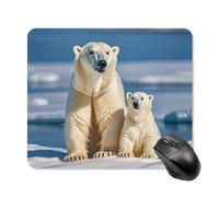 2 Polar Bears Square Mouse Pad Portable Computer Mousepad with Non-Slip Rubber Base 25 * 30cm Ultra-Thin Gaming Mouse Mat for Computer Laptop Office Desk Accessories