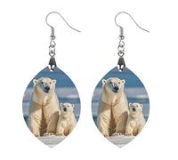 2 Polar Bears Wooden Earrings for Women, Vintage Elegant Wood Jewelry, Lightweight Earrings for Wedding, Party, Everyday Jewelry Gift, Love, Wood, wood