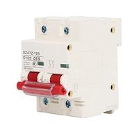 2 Pole DC Circuit Breaker for Solar Photovoltaic Systems - 1000V 125A PV Circuit Breaker with Magnetic Arc Extinguishing and Short Circuit Protection - 35mm DIN Rail Mount - Blue (Red)