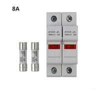 2-Pole PV Fuse Holder with LED Indicator, DC 1000V 32A Capacity, Compatible with 10x38 mm Solar Fuses for Solar Panel and PV String Overcurrent Protection, Gray Plastic Housing, IE(8A)