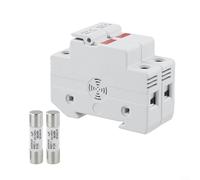2 Pole Solar Fuse Holder 1000V DC, 10x38mm PV String Protection Box with LED, 35mm DIN Rail Mount for 16A-30A Fuses, Industrial Grade Safety Device for Solar Panels and(20A)