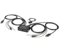StarTech.com 2 Port DisplayPort KVM Switch - 4K 60Hz - Compact Dual Port UHD DP 1.2 USB Desktop KVM Switch with 4ft Cables & Audio - Bus Powered & Remote Switching - MacBook ThinkPad