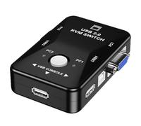 2 Port Manual Kvm Switcher Black Metal Abs Vga Box