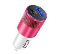 2 Port Mini USB Type C Phone Power Adapter Fit For Xiaomi For Samsung Charging 1 Lighter Socket lighter(Rose red)