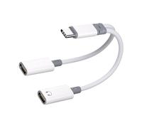 2 Port Type C Adapter 60W Rapid Charging HIFI Sound Transmission Portable Travel Friendly Wide Device Compatible Type C Charger Adapter for Multiple Devices