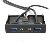 2 Port USB 3.0 HD Audio Front Panel Combo Bracket Adapter 19Pin + Audio 9Pin Compatible With Desktop PC Internal 3.5 Inch FDD Floppy Bay(Black)