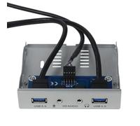 2 Port USB 3.0 HD Audio Front Panel Combo Bracket Adapter 19Pin + Audio 9Pin Compatible With Desktop PC Internal 3.5 Inch FDD Floppy Bay(Silver)