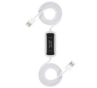 2 Port USB KM Keyboard Switch File Data Transfer Share Link Cable Control Two Computers with Single Clipboard Sharing Driver- Plug-and-Play LED Status Indicator Hot Keys for Text Cutting Pasting Ideal