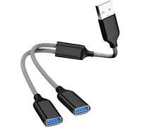 2-Port USB Splitter Adapter, 1-in-2-out Male to Dual Female, Double USB Data Transfer & Power Charging Extension Cable for Laptop, Mac, Flash Drive, Keyboard
