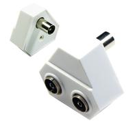 Loops 2 Port/Way TV Aerial Wall Splitter Adapter - White Female Coaxial Socket Y Split