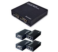 2 Port Way VGA & Audio Over Single CAT5e CAT6 Splitter PC Distribution Extender