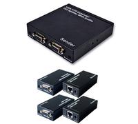 2 Port Way VGA & Audio Over Single CAT5e CAT6 Splitter PC Distribution Extender