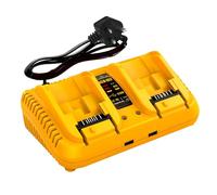2 Ports Battery Charger Replacement Compatible with Dewalt Lithium Batteries, Fast Charger Compatible with DCB Series with 2 USB Ports Intelligent Protection for Dewalt 12V 18V 20V (Yellow)