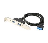 2 Ports USB 3.0 Back Panel Expansion Bracket Adapter Cable 40cm,Super Speed USB 3.0 5Gbps, Connect to Mainboard 19/20 Pin Slot