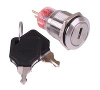 2 Position Latching 19mm Stainless Steel Key Switch IP40 NO/NC