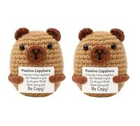 2 Positive Crochet Capybara Animals, Emotional Support Gift with Positive Affirmation, Handmade Crochet Animals for Women, Home Decor, Desk Companion, Car Accessory, Multipack Crochet Teacher Gifts