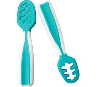 2 Pre-Spoon Set, Self-Feeding Training Utensils, Teething Relief Spoons (Turquoise)
