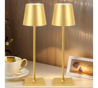 2 Premium Cordless Table Lamps | 5000mAh Rechargeable Battery, 3-Color Stepless Dimming, Adjustable Height Design for Home & Commercial Use (Gold)