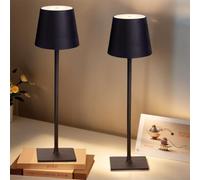 2 Premium Cordless Table Lamps | 5000mAh Rechargeable Battery, 3-Color Stepless Dimming, Adjustable Height Design for Home & Commercial Use (Black)