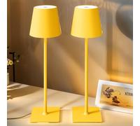 2 Premium Cordless Table Lamps | 5000mAh Rechargeable Battery, 3-Color Stepless Dimming, Adjustable Height Design for Home & Commercial Use (Yellow)