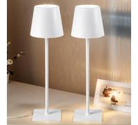 2 Premium Cordless Table Lamps | 5000mAh Rechargeable Battery, 3-Color Stepless Dimming, Adjustable Height Design for Home & Commercial Use (White)