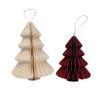 2 Premium Reusable Christmas Decorations- Festive Christmas Table Decoration, Vintage Christmas decorations, Paper Christmas Decorations, Honeycomb decorations (WhiteRed)