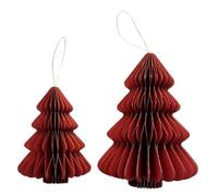 2 Premium Reusable Christmas Decorations- Festive Christmas Table Decoration, Vintage Christmas decorations, Paper Christmas Decorations, Honeycomb decorations (Redred)