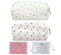 2 Printed Pattern Pencil Cases and 2 Flash Card Packs, with Sufficient Capacity and Easy Storage, Can Hold Stationery and Small Things, School Study, Office Finishing, and Carry It with You.