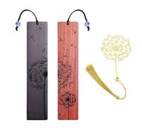 2 Printed Wood Bookmarks, 1 Dandelion Metal Bookmark, Retro Stylish Dandelion Bookmarks, Student Fun Bookmarks, Small Gifts for Reading Enthusiasts.