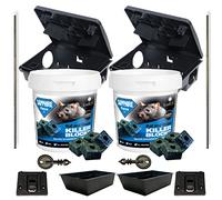 2 Professional Rat Bait Station Boxes & 600g Single Feed Poison Bait Blocks Advanced Formula Kit All weather