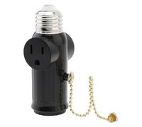 2 Prong Light Socket Adapter,Bulb Socket Adapter | E26 Lamp Holder - 2 Prong Bulb Outlet Socket Splitter with Pull Chain for Garden, Backyard