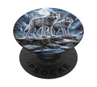 2 Proud White Wolves Fantasy Art Wildlife PopSockets Adhesive PopGrip