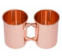2 Pure Copper Plain Mug 16oz Moscow Mule 100% Solid Copper Glass Barware Kitchen Christmas Gifts