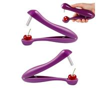 2 Purple Cherry Pitters, Olive Removal Tool, Cherry Stoner Remover UK,Efficient Cherries Pitter Tool for Baking, Jam-Making, Fruit Snacks Preparation, Compact and Portable for Kitchen and Picnics