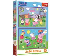 Trefl 2-in-1 Puzzle: Peppa Pig, Peppa on the Playground - 2 x 24 Pieces, Set of Two Puzzles for Children from 3 Years