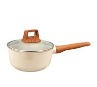 2 Quart Nonstick Sauce Pan with Lid, 18CM Small Sauce Pots for Cooking with Pour Spout, Small Induction Pot with Handle for Stove, Induction, Gas, Non Toxic, PFOA Free (Beige, 1 PCS)