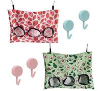 2 Rabbit Hay Feeding Bags with 4 Hooks, Hanging Hay Feeder, Foldable with Three Holes, Storing Hay Containers Suitable for Rabbit, Hamsters