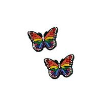 2 Rainbow Butterfly Shoe Charms For Crocs & Jibbitz Wristbands