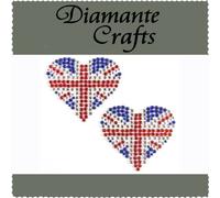 2 Red Blue & Clear Diamante Union Jack Hearts Vajazzle Rhinestone Gems - created exclusively for Diamante Crafts