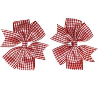2 Red Gingham Check Hair Clips with Bows Ideal for Girls Matching BTS Back to School Summer Dress's Uniform